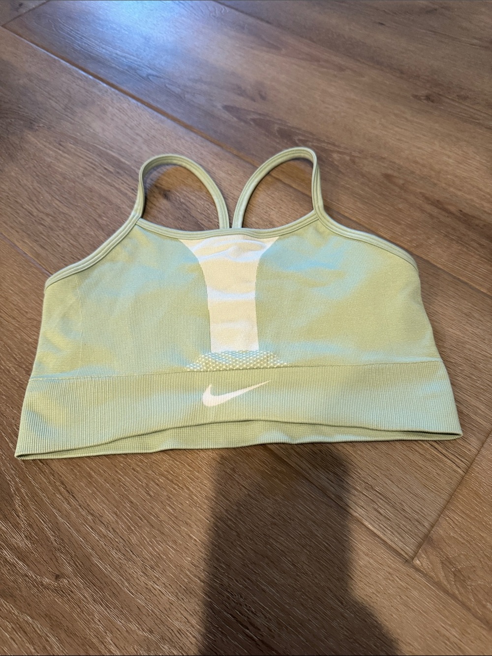 Nike Pastel Green Strappy Sports Bra with White Swoosh